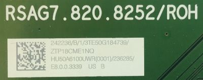 MAIN PARA SMART TV HISENSE 4K RESOLUCION (3840 x 2160) UHD / NUMERO DE PARTE 242236 / RSAG7.820.8252/ROH / 236285 / 3TE50G184739 / ZTP18CME1NQ / MODELO 50R6E - Imagen 2
